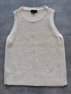 Me+Em Textured Sweater Vest Organic Cotton, Cream, Small